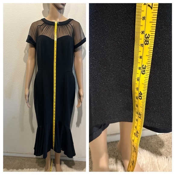 NWT Maggy London cocktail Dress, Illusion Round Neck Cap Sleeve Sheath Size 10 - Picture 13 of 14